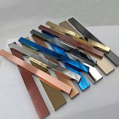 Decorative Stainless Steel Tile Trim 20mm , PVD Blue Stainless Steel U Trim