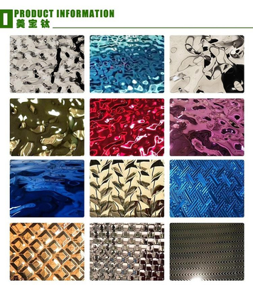 0.8MM Blue Green Mirror Water Ripple Stainles Steel Sheet 1219x2438mm