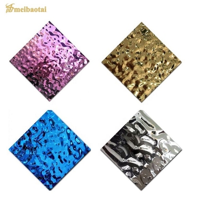SS304 201 Mirror Color Water Ripple Stainless Steel Sheet Decoration Plate 4*8ft