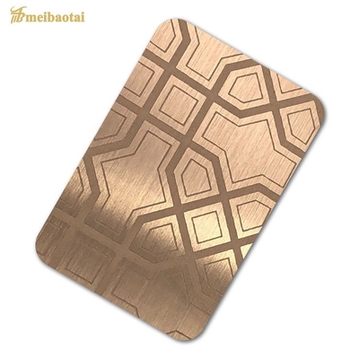 SS304 0.8MM Rose Gold Mirrror Etched Stainless Steel Sheet AISI Standard