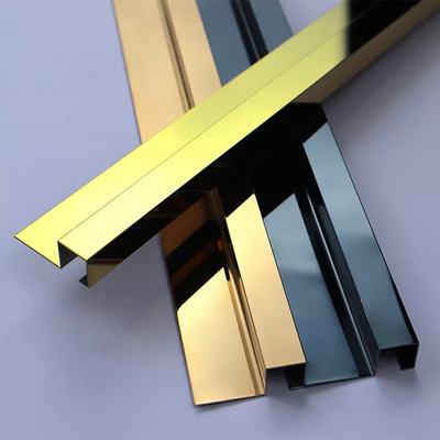 Stainless Steel Mirror Hairline Tile Trim M Profile Gold / Rose Gold / Black Color