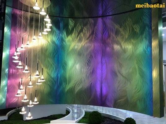 Customized Laser Pattern Rainbow Stainless Steel Sheet Decoration Lobby