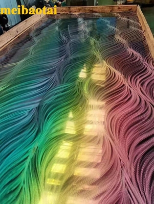 Customized Laser Pattern Rainbow Stainless Steel Sheet Decoration Lobby