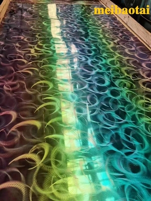 Laser Pattern Rainbow Stainless Steel Sheet Office Hall Club Hotel Lobby Decoration