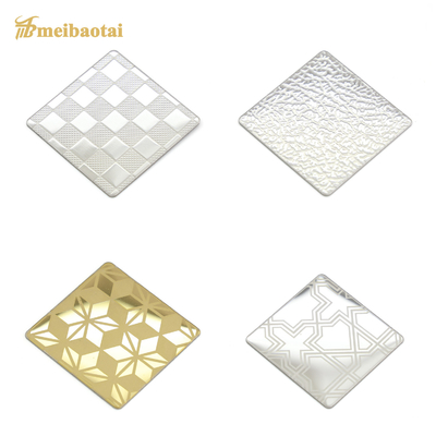 1.0mm Thk Golden Mirror Etched Stainless Steel Sheet For Elevator Cabinet Decoration