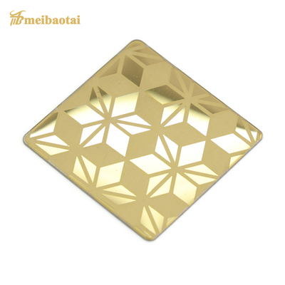 1.00mm Thk. Golden Etched Stainless Steel Sheet For Exterior Wall Cladding