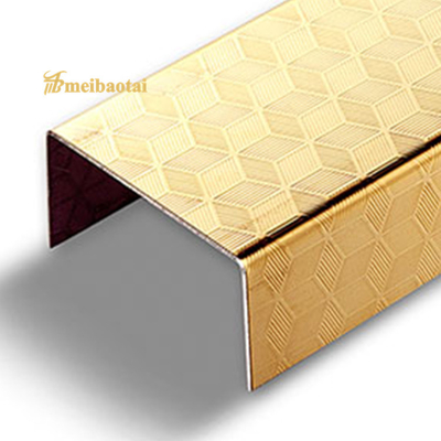 10FT Stainless Steel Tile Trim Embossed Etched PVD Color SS U Profile