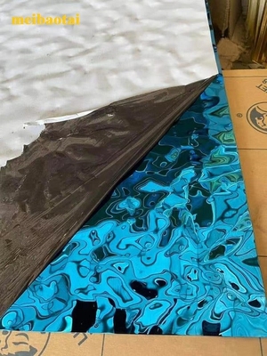 Ss304 201 Stainless Steel  Sheet Blue Mirror Water Ripple Sheet Decoration Plate