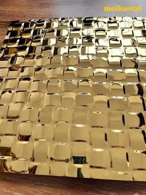 Gold Mirror Diamond Embossed Stainless Steel Sheet Square Pattern