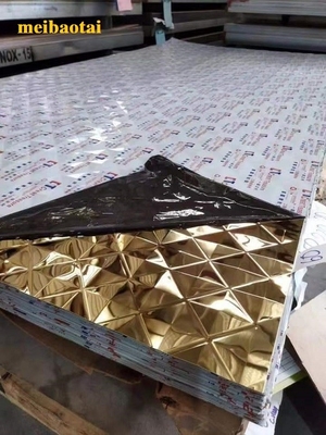 Gold Mirror Diamond Embossed Stainless Steel Sheet Square Pattern