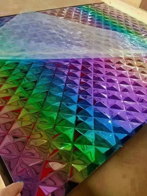 Rainbow Color Stamped Diamond Stainless Steel Sheet Water Ripple Decoration Plate