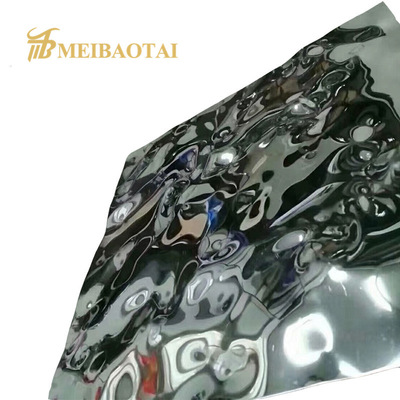 1219x2438mm Silver Mirror Water Ripple Stainless Steel Sheet Flat Shape