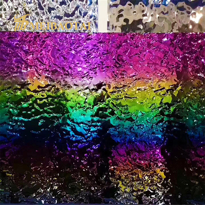 PVD Rainbow Coated Water Ripple Stainless Steel Sheet 0.65mm For Kitchen Walls