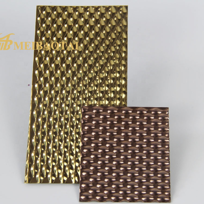Silver Gold Rose Color Plating Embossed Polished Stainless Steel Plate