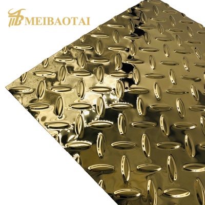 1.0mm Thickness Embossed Stainless Steel Sheet Gold Mirror Stamp Finished Slit Edge