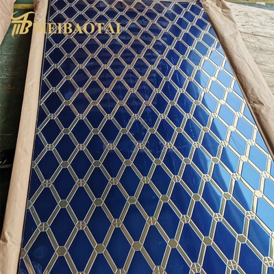 Blue Gold Mixed Color Diamond Pattern Decorative Sheet 4x8 Feet For Counter