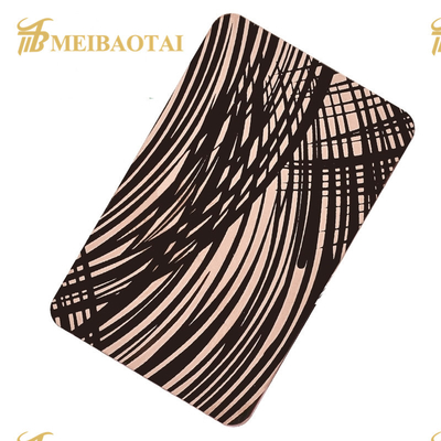 Rose Gold Black Mirror Etched 304 Stainless Steel Sheet Four Feet