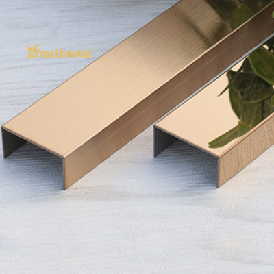 PVD Stainless Steel Peel And Stick Decorative Wall Tile Trim u channel U15mm