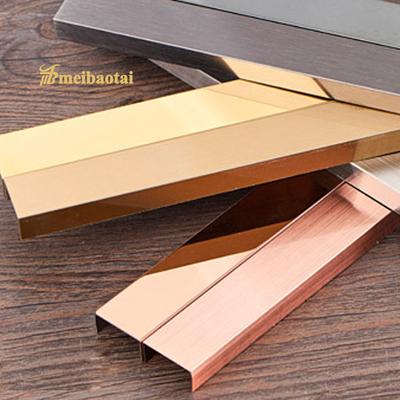 7c Pvc Brushed Steel Tile Trim 8mm , 304 Stainless Steel Backsplash Edge Trim