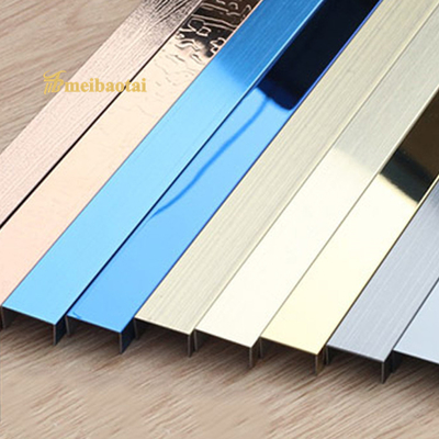 Decorative Stainless Steel Tile Trim 20mm , PVD Blue Stainless Steel U Trim