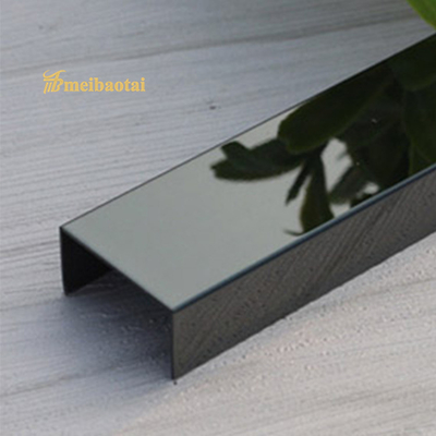 PVD Brushed Stainless Steel Tile Trim U10 , JIS Stainless Tile Edge Trim