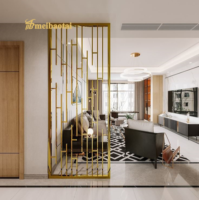 Gold Decorative Metal Room Divider PVD Coated 1500mm X 3500mm Size