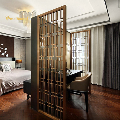 Bronze Stainless Steel Room Checkered Shape Divider Hotel Decoration