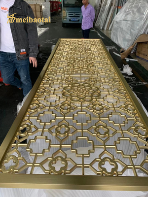 Gold SS201 Steel Frame Room Divider EN Standard PVD Coating