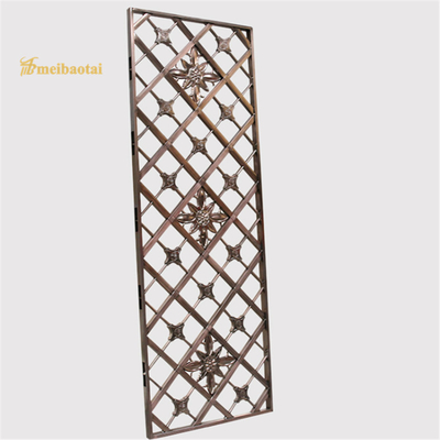 Bronze Stainless Steel Room Checkered Shape Divider Hotel Decoration