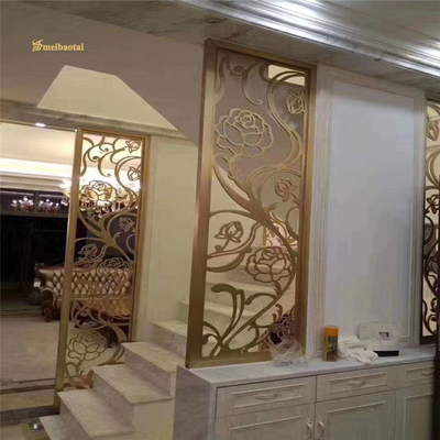 Ss304 201 Gold Hairline Stainless Steel Room Divider Decoration Screen