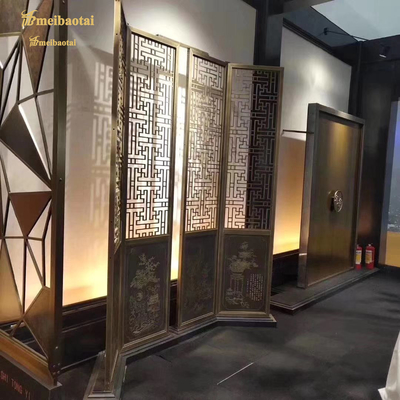 Ss304 Stainless Steel Room Divider Golden Color Hairline Decoration Wall