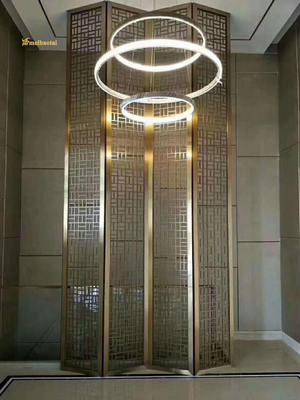 Ss304 201 Gold Hairline Stainless Steel Room Divider Decoration Screen