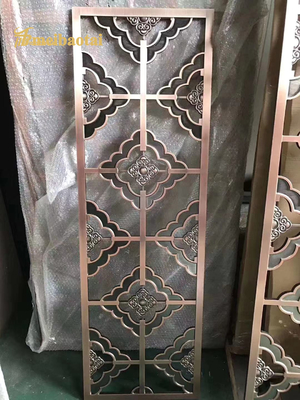 Antique Bronze 201 Stainless Steel Room Divider Slit Edge Hotel Decoration