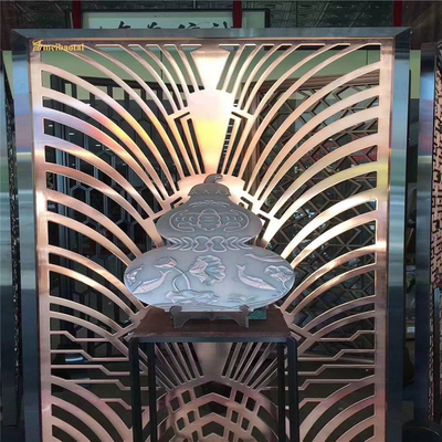 Antique Bronze 201 Stainless Steel Room Divider Slit Edge Hotel Decoration