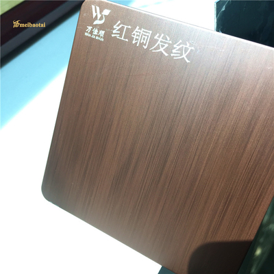 Anti Finger Print Brown Hairline Stainless Steel Sheet Four Feet