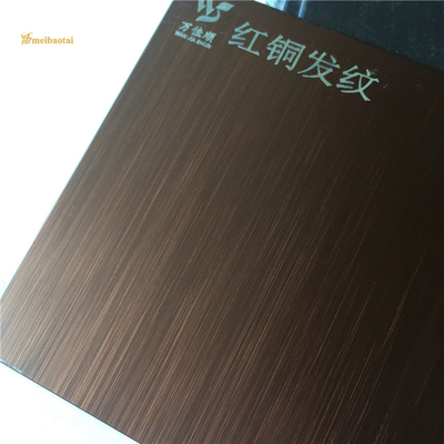 Anti Finger Print Brown Hairline Stainless Steel Sheet Four Feet