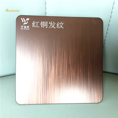Anti Finger Print Brown Hairline Stainless Steel Sheet Four Feet