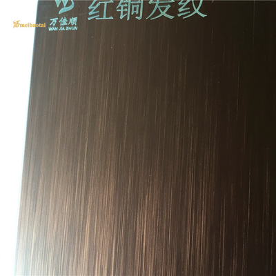Anti Finger Print Brown Hairline Stainless Steel Sheet Four Feet