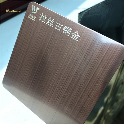 Brushed Bronze Gold Pvd Hairline Stainless Steel Sheet 304 Grade
