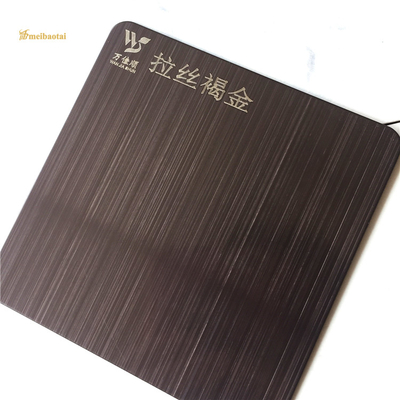 Four Feet Hairline Brown Gold SS Decorative Plate 0.65mm Thickness