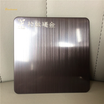 Four Feet Hairline Brown Gold SS Decorative Plate 0.65mm Thickness