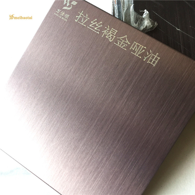 Anti Finger Print Hairline SS Plate Brown Gold  0.65mm Thickness