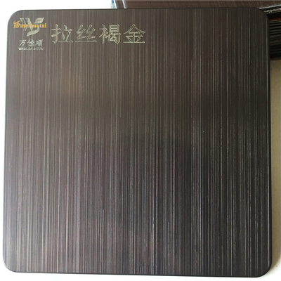 Four Feet Hairline Brown Gold SS Decorative Plate 0.65mm Thickness