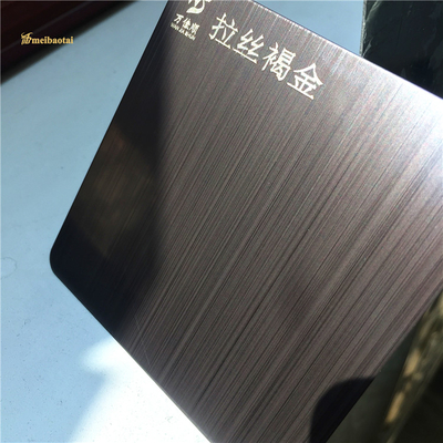 Four Feet Hairline Brown Gold SS Decorative Plate 0.65mm Thickness