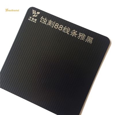 Black Double Pvc Etched Stainless Steel Sheet NO.88 Line Pattern