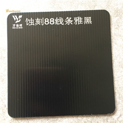 Black Double Pvc Etched Stainless Steel Sheet NO.88 Line Pattern