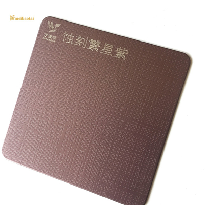 3m Etched Stainless Steel Sheet SUS304 SS Coloured Star Purple Pattern