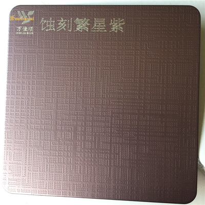 3m Etched Stainless Steel Sheet SUS304 SS Coloured Star Purple Pattern