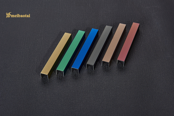 0.65mm Thickness Stainless Steel Tile Trim SS U V Profile Decorative With Color Platng