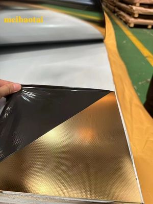 Хорошая цена Золотое зеркальное отделение 201 степени рельефный листок из нержавеющей стали 4x8 футов декоративный стенный панель онлайн